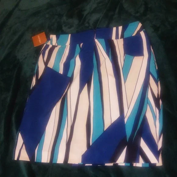 NWT Ellen Tracy Geometric Print Faux Wrap Mulitcolored Skirt Sz 12 - Picture 7 of 11